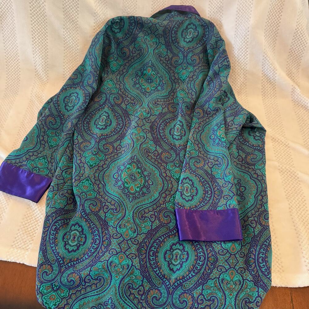 vintage victoria secret gold label satin paisley robe size medium M - Picture 3 of 4